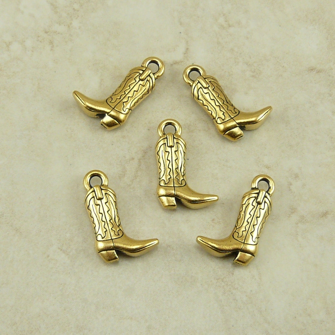 5 TierraCast Western Cowboy Boot Charms Texas by Dragynsfyre