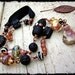 SALE Sunstone assemblage necklace, Handmade lampwork glass Raw black tourmaline Copper wire wrapped - Dazzle