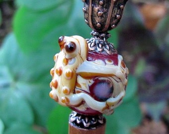 Puddle Jumping Ball Hugging Frog Hair Stick or Shawl Pin (Maroon)