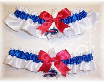 Buffalo Bills Wedding Garter Set Handmade Keepsake and toss Satin W-RRW