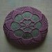Art, Nature, Art Object, Mixed Meedia, Crocheted Lace Stone, Original Handmade, Table Decorations, Soft Purple Thread, Gray Stone