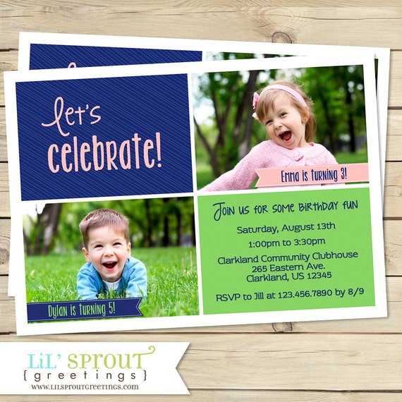 birthday invite for party joint wording Party Birthday Birthday Joint Invitation, Sibling