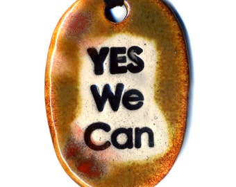 Yes We Can Ceramic Necklace in Brown