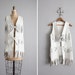 1970s vintage white leather fringe vest jacket
