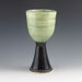 Stoneware / Ceramic / Pottery Goblet / Chalice / Stemmed Cup, Wine Vessel, Celadon and Gloss Black m117