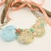 Fabric Rosette Bib Necklace STARFISH SHERBET Statement or Wedding Piece Small Ice Cream Batik