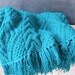 Teal Cable Knit Afghan : Vintage Throw Blanket