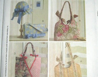 Bag Hat Pattern Laura Ashley Purse McCalls M4794 UNCUT handbag tote ...