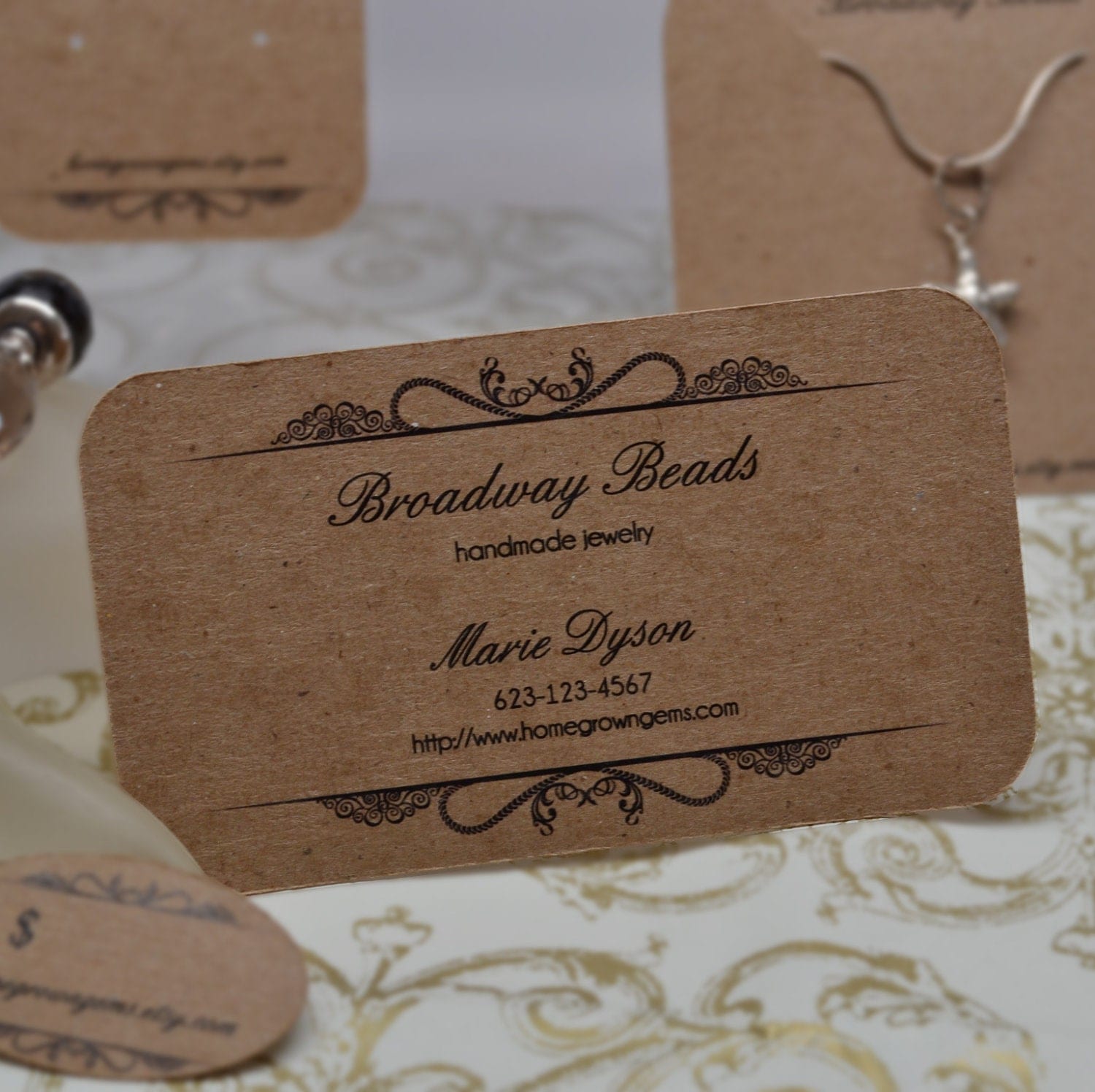 Custom Business Cards Jewelry DIsplay Ornate By HomegrownGems