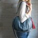 FURROW /// blue leather slouchy bag with red and blue tassel