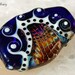 Lampwork focal bead in cobalt blue with raku silver glass and mesh , handmade glass beads by Beadfairy Lampwork, Ooak, SRA