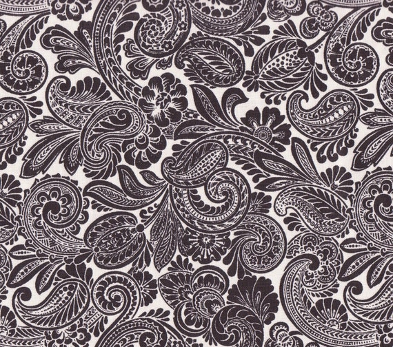 Black And White Swirl Designs All over Fabric 100% Cotton