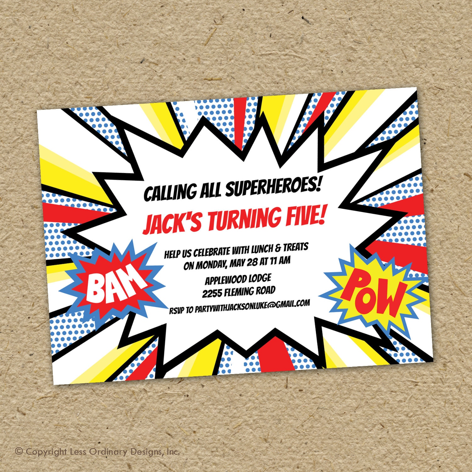 Comic Birthday Invitations 1