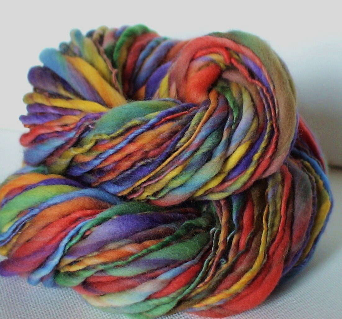 Handspun yarn Thick and Thin merino bulky 1.8oz 58yards