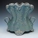 Flower vase / vessel (Corset series), Home decor Victorian modern brocade in Cornflower blue