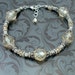 Silver and Glass Bead Bracelet, Neo Victorian Jewelry, Adjustable Bracelet, Champagne Luster