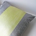 Striped silk pillow cover 18" x 18" chartreuse and gray