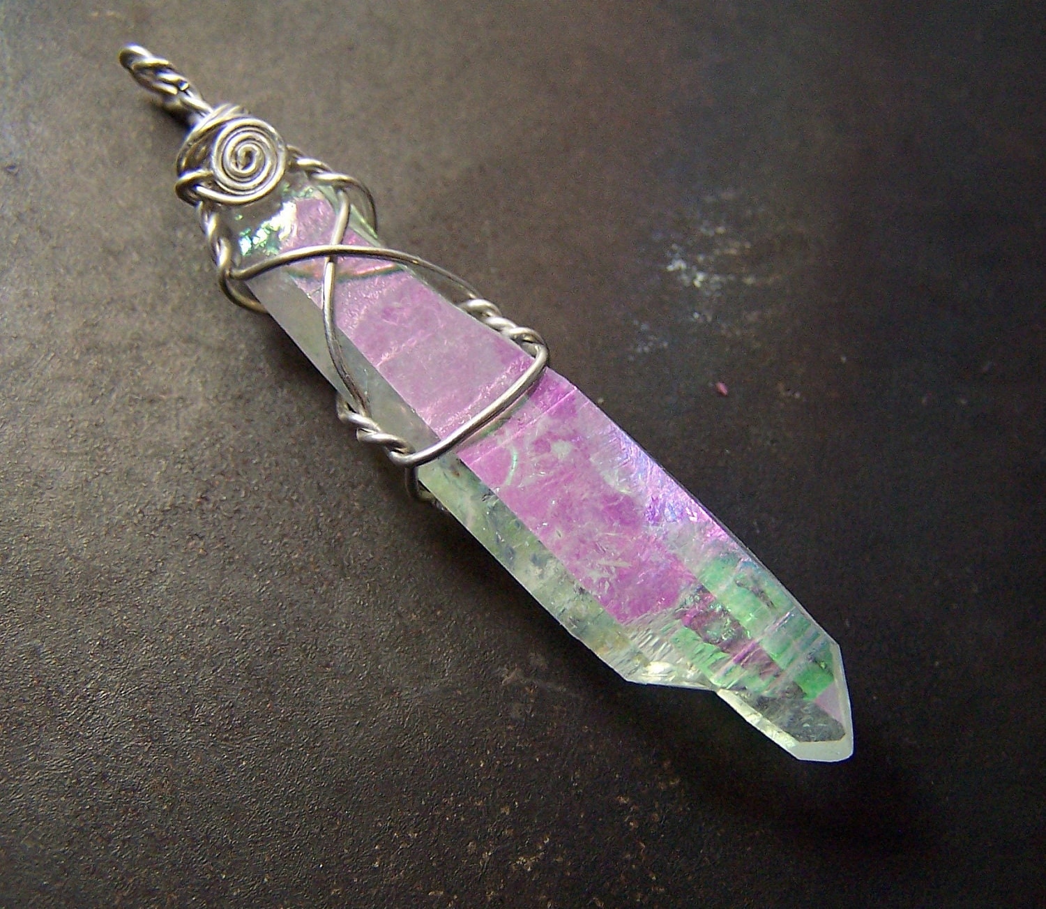 Wire wrap Crystal Angel Aura wire wrap Sterling by mandalarain