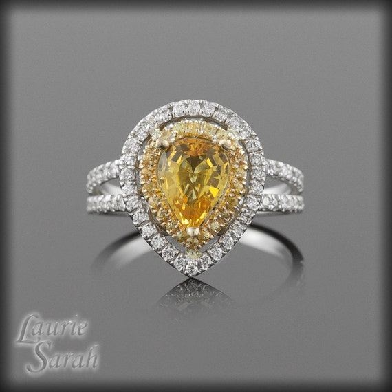 Pear Shaped Yellow Sapphire Ring with Yellow by LaurieSarahDesigns