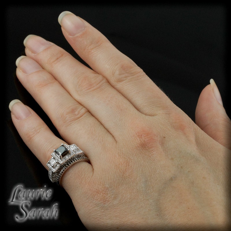 Princess Cut Black Diamond Engagement Ring by LaurieSarahDesigns