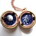 Astronaut Necklace, Hidden Galaxy, Full Moon and Stars Painted in a Tiny Locket, Outer Space Locket