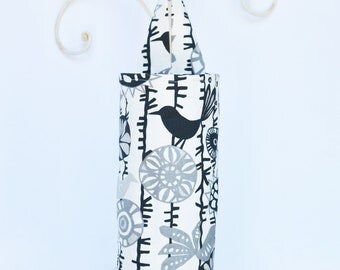 Fabric Plastic Grocery Bag Holder Dispenser Birds and Flowers