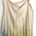 dish towel, Unbleached cotton Citrus Yellow with Gray stripes paint brush stroke design kitchen towel