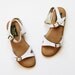 vintage WHITE leather sandals / 1980s strappy buckle flats