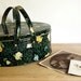 Vintage Tin Box Sewing Box or Picnic Basket with Roses Flowers Cottage Chic Decor Black
