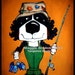 Bernese Mountain dog Fishing Whimsical ART Dog Original Maggie Brudos canvas 8x10 Tangerine Studio