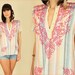 ViNtAgE 70's Rainbow Gauze Embroidered Folk Art India Tunic Handmade Top S