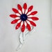 Red White and Blue Daisy Flower Vintage Pin Metal 1960s 1970s