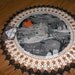 Crocheted Halloween Doily Haunted House Fabric Center with Crocheted Edging Medium 18 inches
