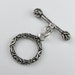 Fancy Large Round Bali .925 Sterling Silver Toggle Clasp with Antiqued Filigree Swirly Design (1 set)