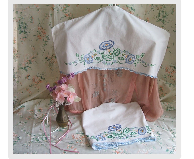 Pair of Clothing protectors Emboidered Morning by CottageCreations