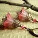 Lucite Floral Earrings on Brass . Vintage Inspired Soft Rose Dangle Boho . Spring Garden