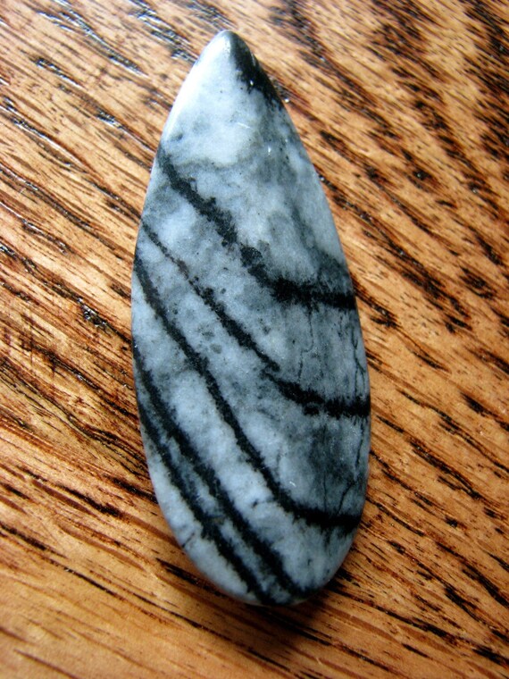 Black and Grey Striped Stone Pendant