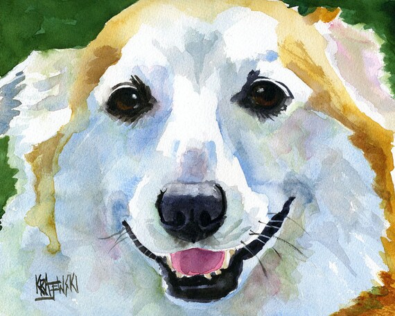 Welsh Corgi Dog Art Print of Original Watercolor Painting 8x10