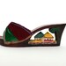 Vintage Wood Carved Heels - Tropical Tiki Souvenir Wedge Sandals