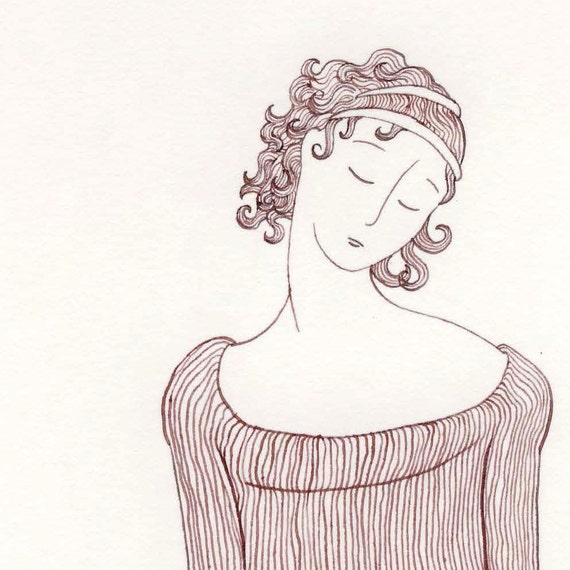 Items similar to Daphne Greek mythology original ink drawing by Yardia