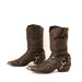size 9 SOUTHWEST black leather 80s CHAIN HARNESS biker midcalf boots