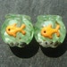 Lampwork beads 1102 Lentils (2) Fishbowl with Goldfish