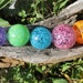 Set of 5 Colorful Hand Blown Glass Floats or Garden Balls or Gazing Glass Orbs Outdoor Art Decoration