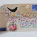 Original artwork on a 1953 British Envelope Hand painted Bird and embroidered flowers