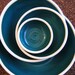 Peacock Blue Ceramic Nesting Bowls - Large Set - Stoneware Pottery Bowls