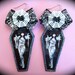 Large Elvira Coffin Dangle Earrings with Spider Web Bows