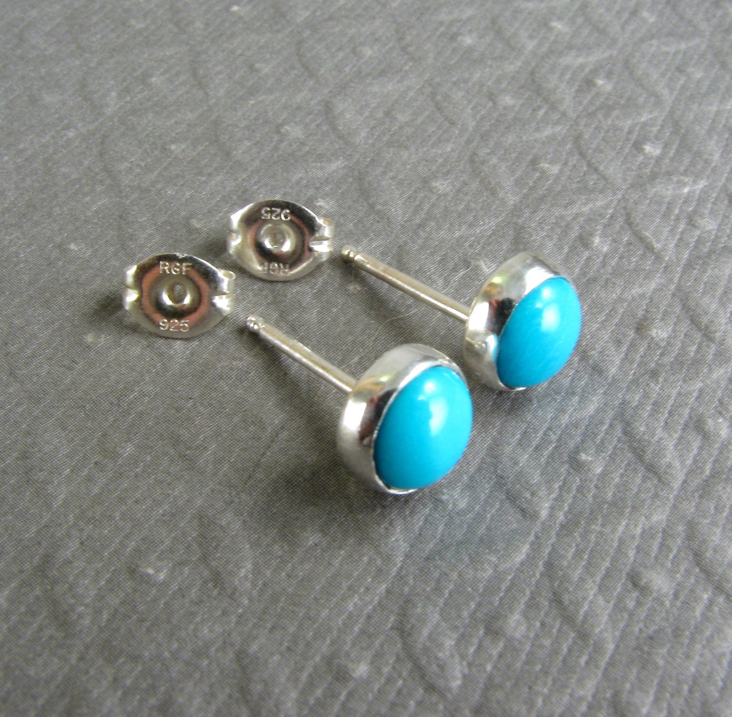 Turquoise Stud Earrings in Sterling Silver Sleeping Beauty