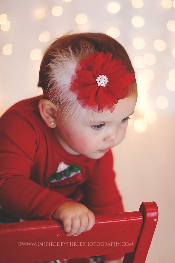 Baby Christmas Headband Baby Red And White Headband Baby