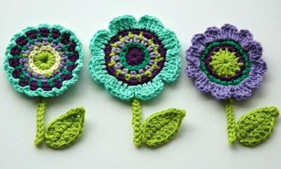 Items similar to Crochet Flower Motifs - Crochet Garden Series on Etsy