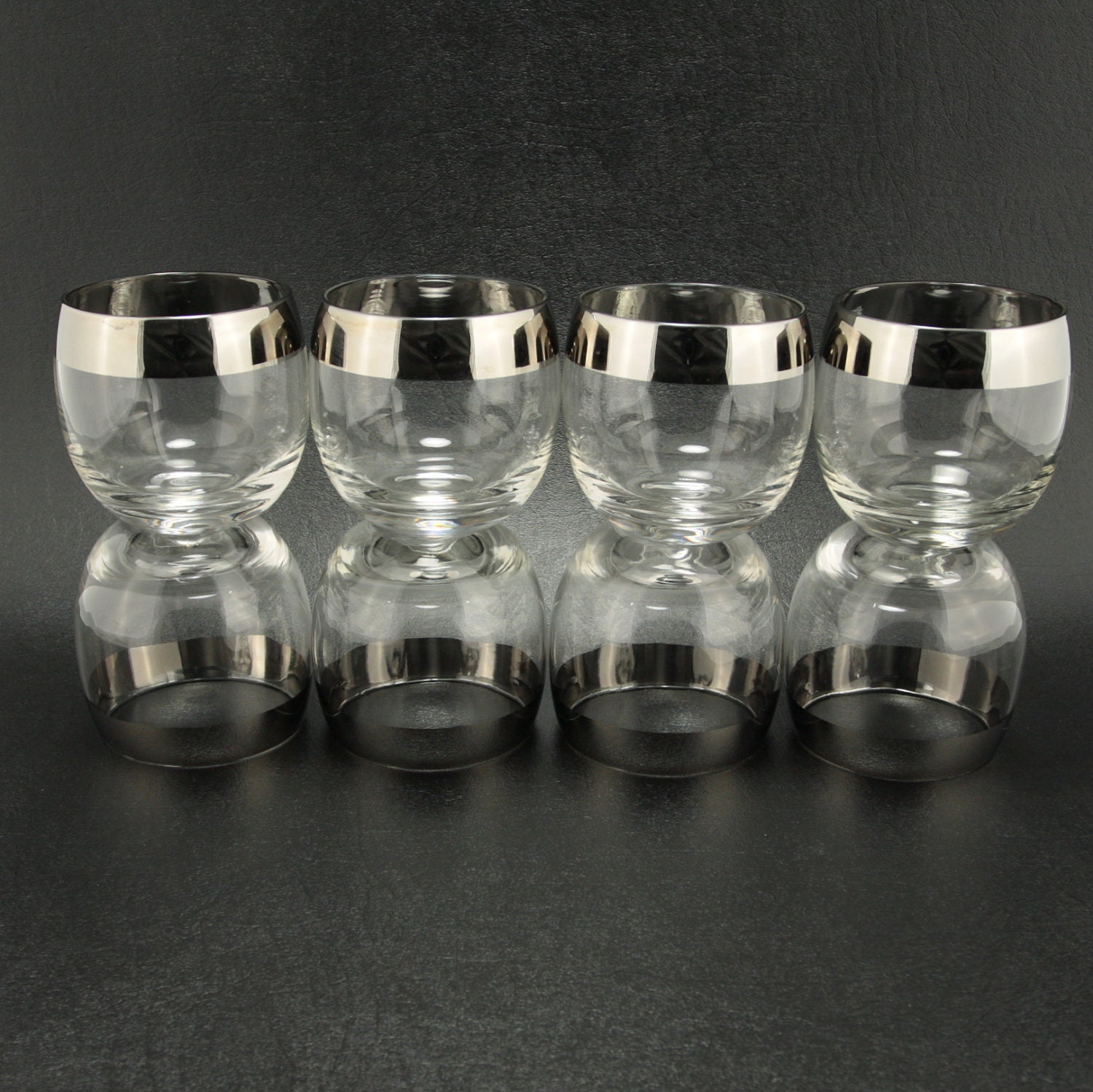 Dorothy Thorpe Roly Poly Silver Band 8 Glasses Vintage